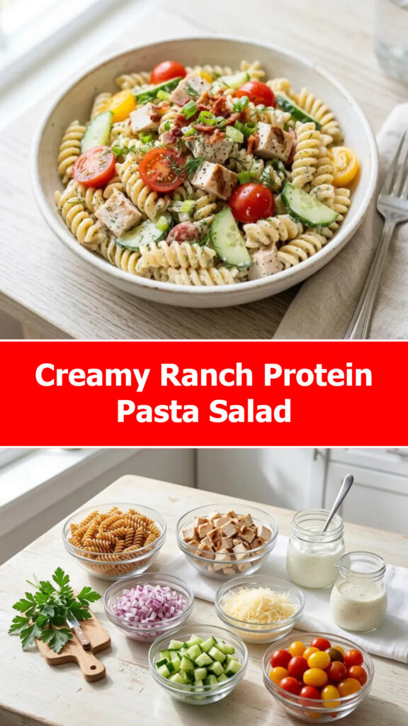 creamy ranch protein pasta salad
