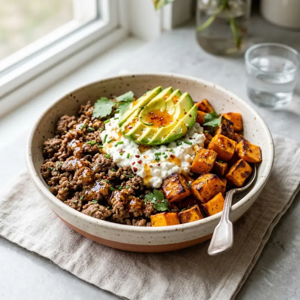 Ground Beef Hot Honey Bowl