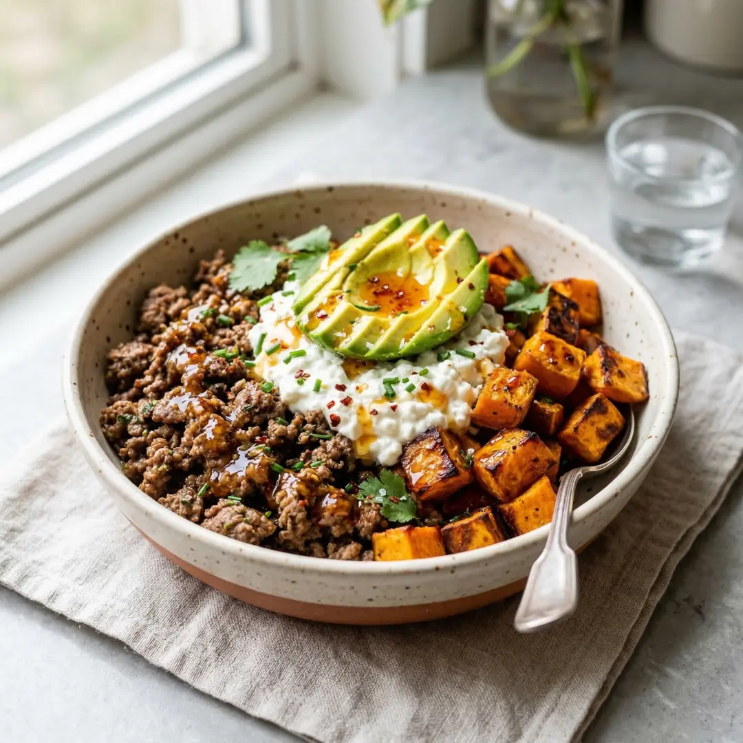 Ground Beef Hot Honey Bowl