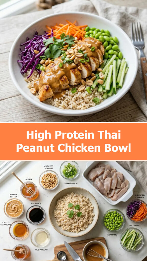 High Protein Thai Peanut Chicken Bowl
