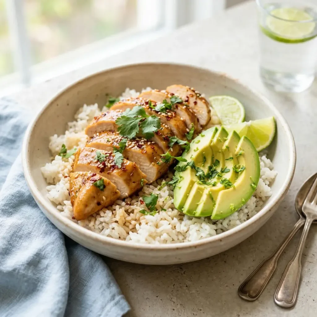 Honey Lime Chicken Avocado Rice