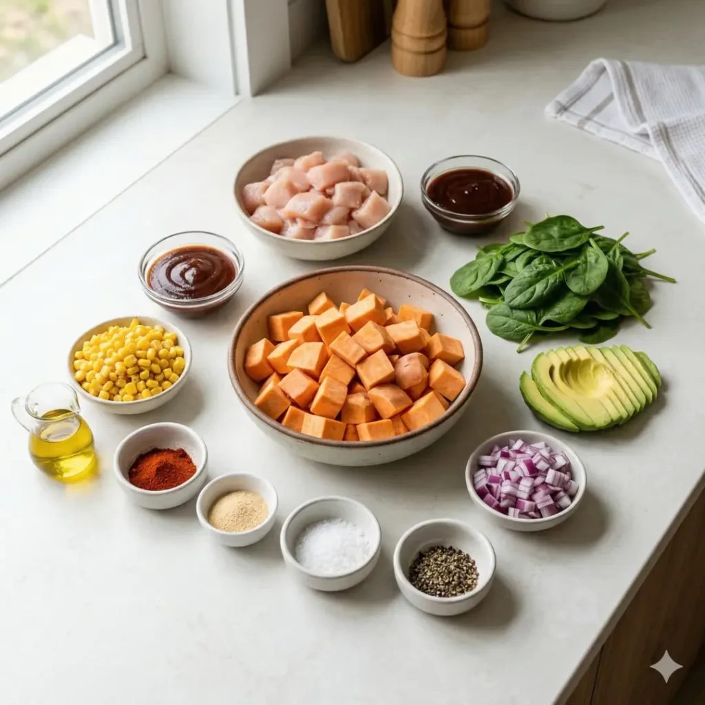 Ingredients BBQ Chicken Sweet Potato Bowl