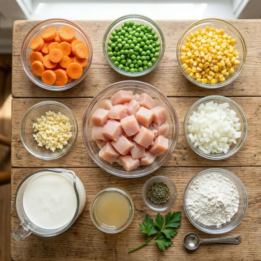 Ingredients Crustless Chicken Pot Pie Skillet