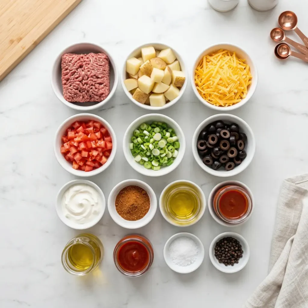 Ingredients Loaded Potato Taco Bowls
