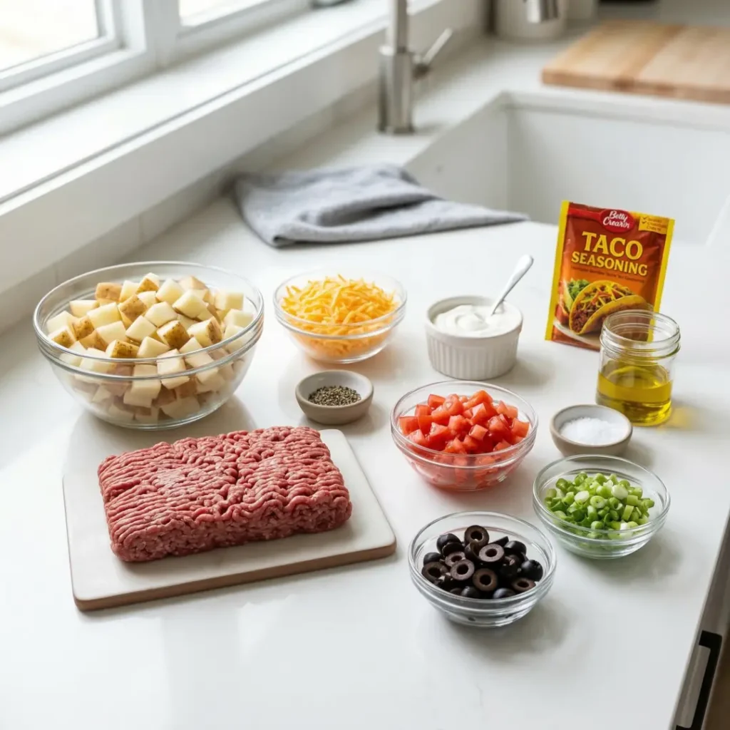 Ingredients Loaded Taco Potatoes