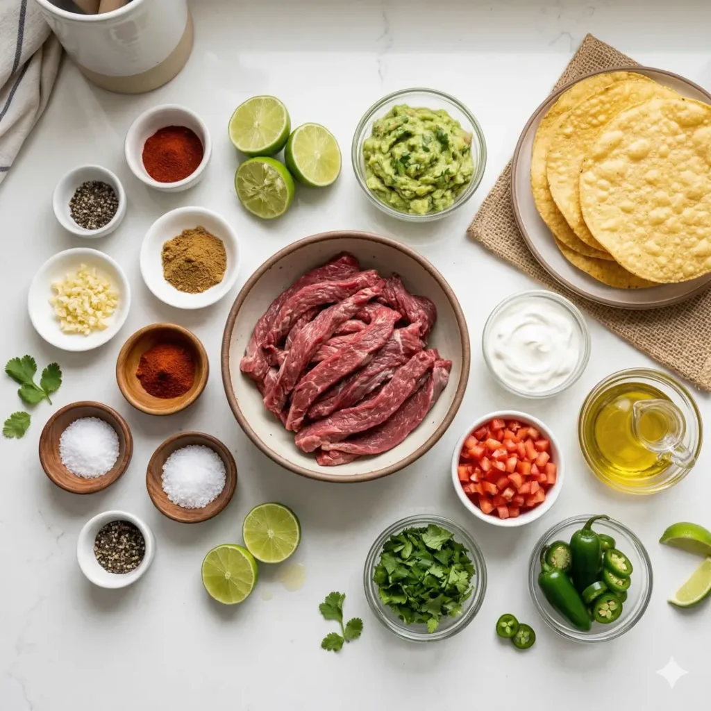 Ingredients Mexican Tostadas de Carne Asada