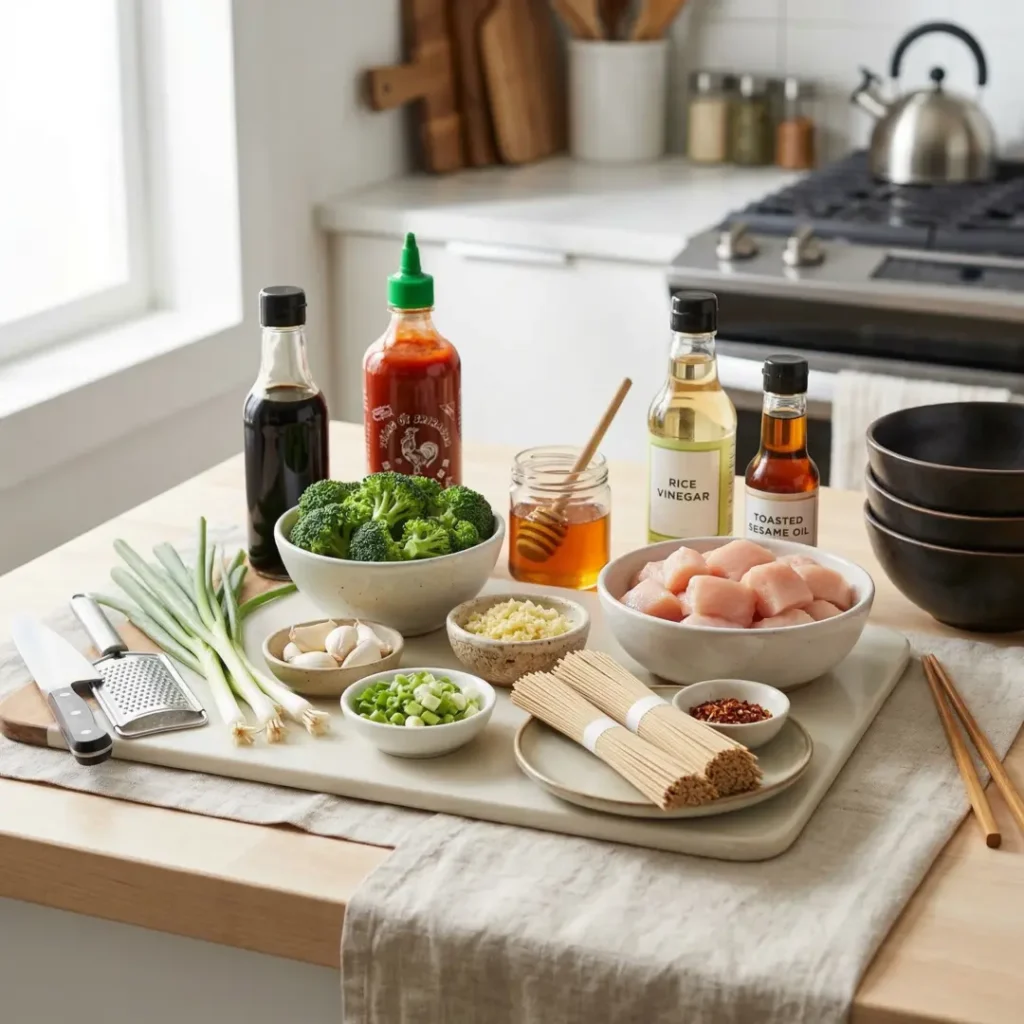 Ingredients Spicy Garlic Chicken Broccoli Noodle Bowls