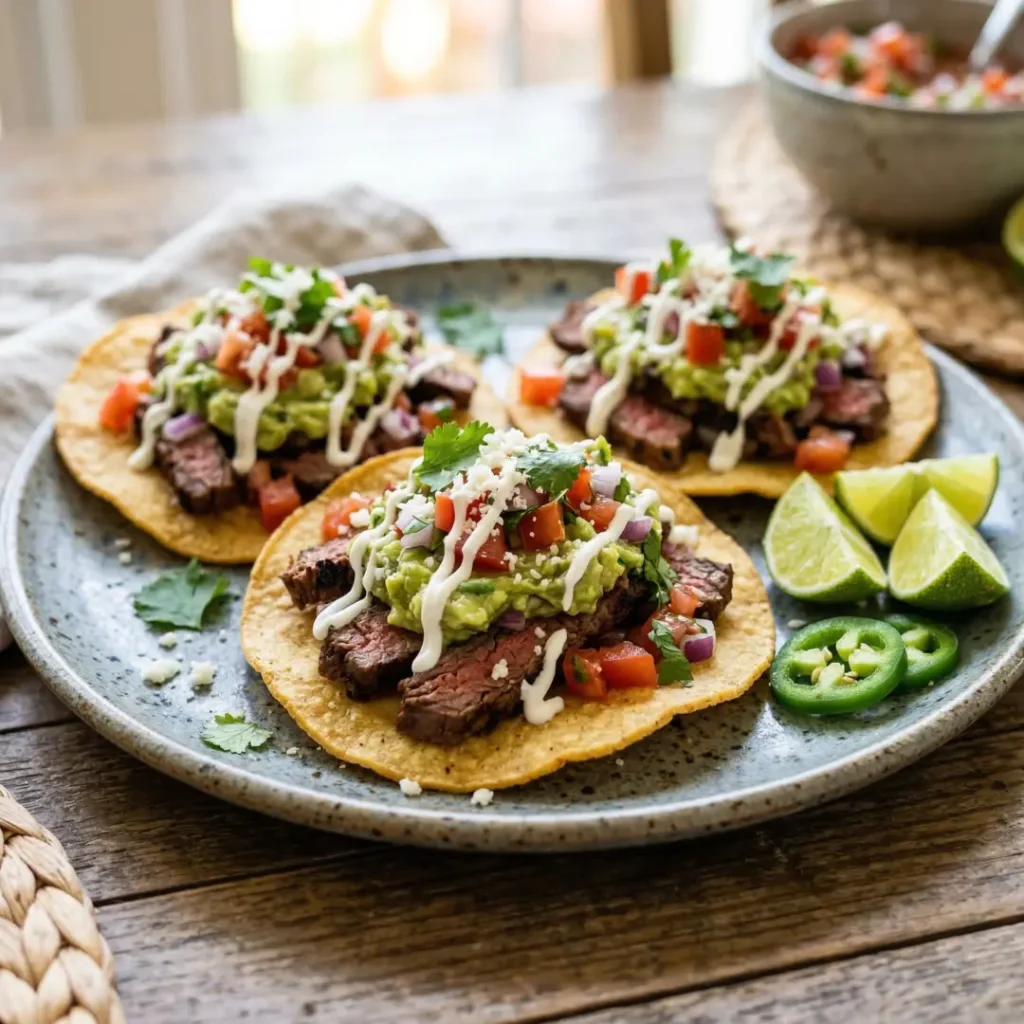 Mexican Tostadas de Carne Asada
