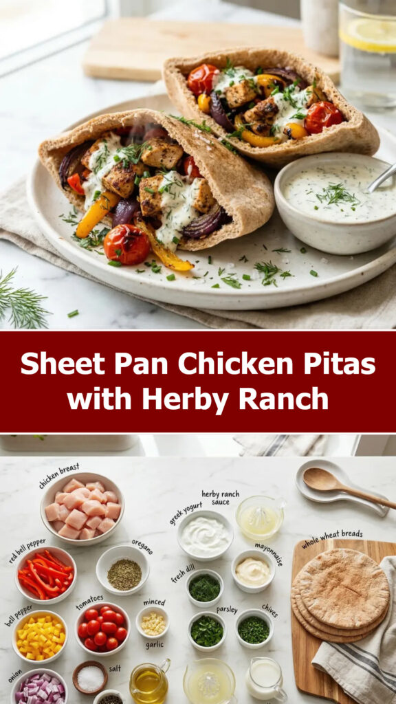 Sheet Pan Chicken Pitas with Herby Ranch