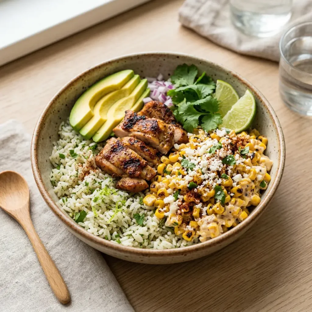 Street Corn Chicken Rice Bowl