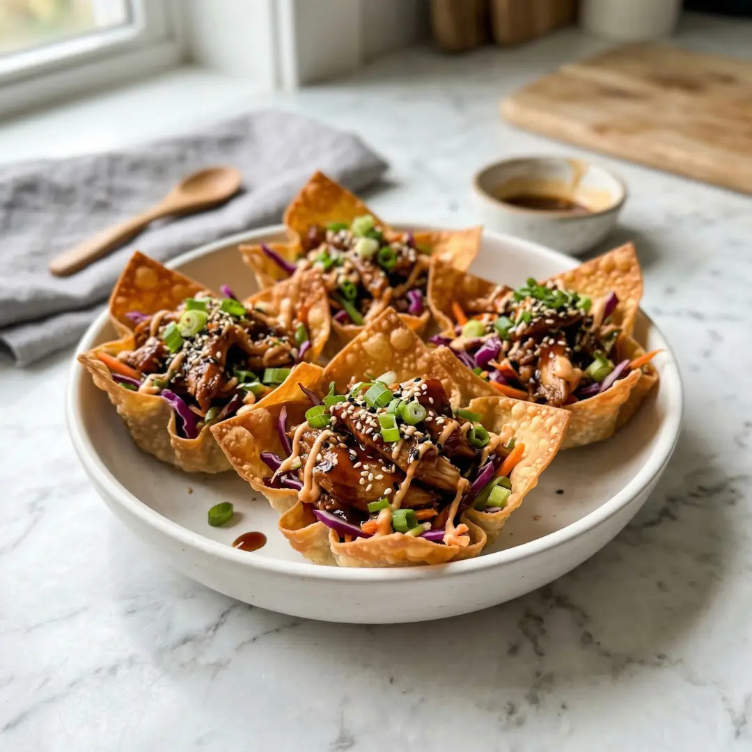 Teriyaki Chicken Wonton Taco Bowls